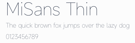 MiSans Thin預覽圖