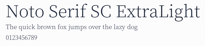 Noto Serif SC ExtraLight預覽圖