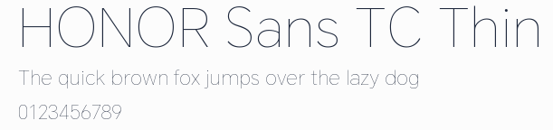 HONOR Sans TC Thin預覽圖