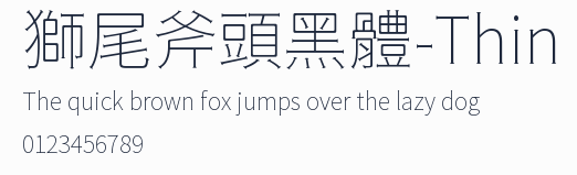 獅尾斧頭黑體-Thin預覽圖