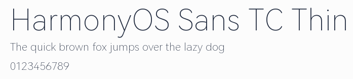 HarmonyOS Sans TC Thin預覽圖