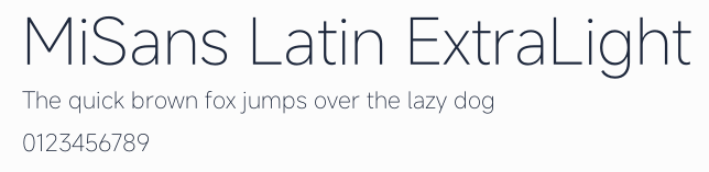 MiSans Latin ExtraLight預覽圖