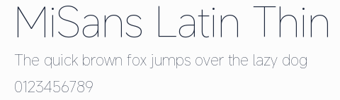 MiSans Latin Thin預覽圖