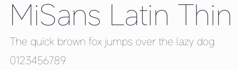 MiSans Latin Thin預覽圖