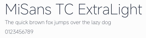 MiSans TC ExtraLight預覽圖