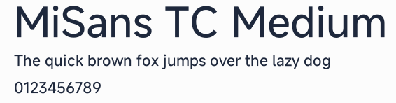 MiSans TC Medium預覽圖