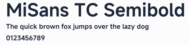 MiSans TC Semibold預覽圖