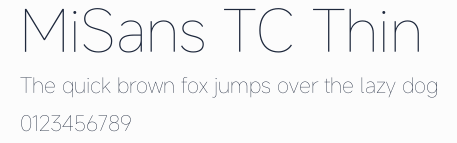 MiSans TC Thin預覽圖
