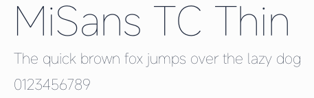 MiSans TC Thin預覽圖