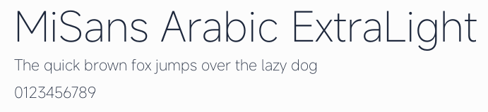 MiSans Arabic ExtraLight預覽圖