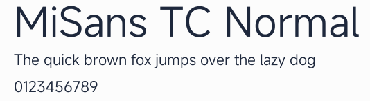 MiSans TC Normal預覽圖