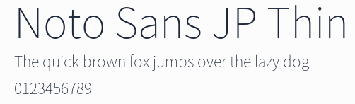 Noto Sans JP Thin預覽圖