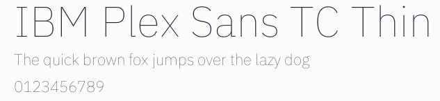 IBM Plex Sans TC Thin預覽圖