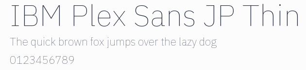 IBM Plex Sans JP Thin預覽圖