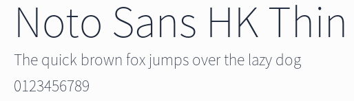 Noto Sans HK Thin預覽圖