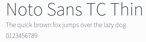 Noto Sans TC Thin預覽圖