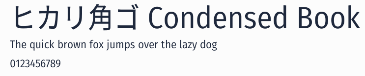ヒカリ角ゴ Condensed Book預覽圖