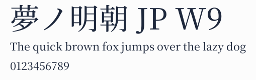 夢ノ明朝 JP W9