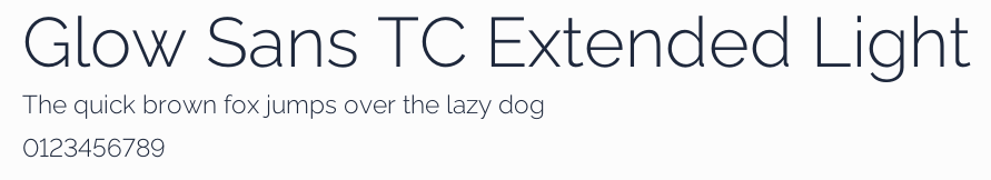 Glow Sans TC Extended Light預覽圖
