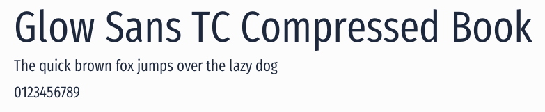 Glow Sans TC Compressed Book預覽圖