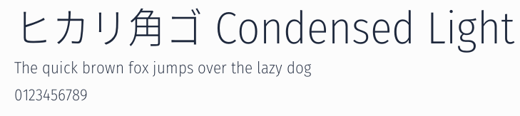 ヒカリ角ゴ Condensed Light預覽圖