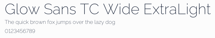 Glow Sans TC Wide ExtraLight預覽圖