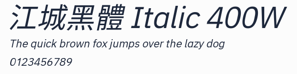 江城黑體 Italic 400W預覽圖