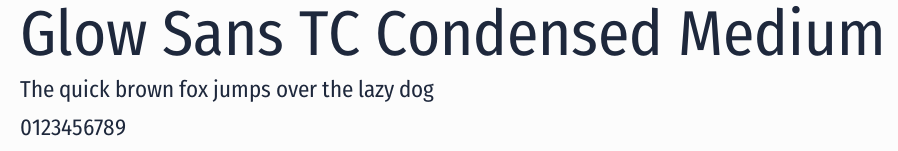 Glow Sans TC Condensed Medium預覽圖
