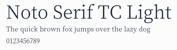Noto Serif TC Light預覽圖