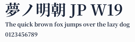 夢ノ明朝 JP W19