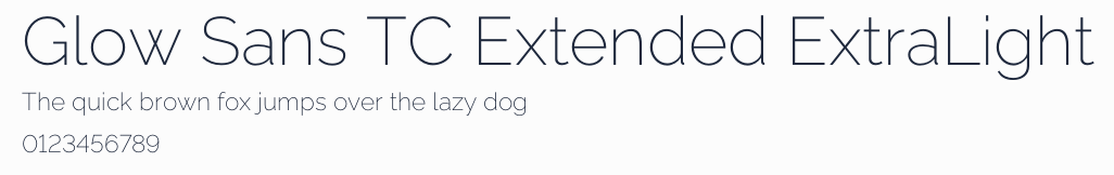 Glow Sans TC Extended ExtraLight預覽圖