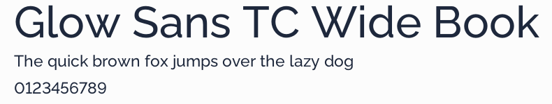 Glow Sans TC Wide Book預覽圖