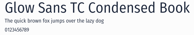 Glow Sans TC Condensed Book預覽圖