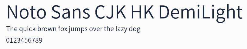 Noto Sans CJK HK DemiLight預覽圖