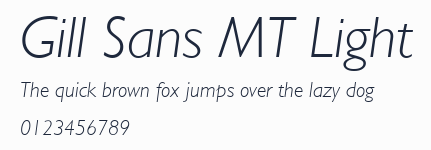 Gill Sans MT Light預覽圖