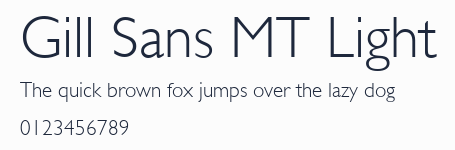 Gill Sans MT Light預覽圖
