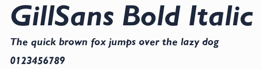 GillSans Bold Italic預覽圖