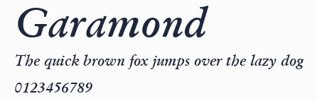 Garamond預覽圖