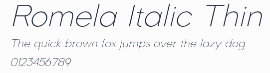 Romela Italic Thin預覽圖