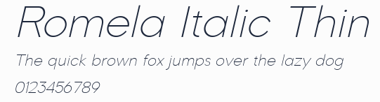 Romela Italic Thin預覽圖