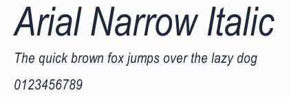 Arial Narrow Italic預覽圖