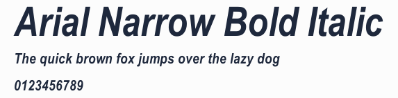 Arial Narrow Bold Italic預覽圖
