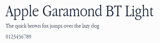 Apple Garamond BT Light預覽圖