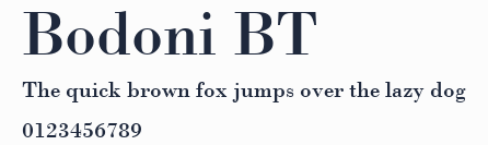 Bodoni BT預覽圖