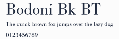 Bodoni Bk BT預覽圖