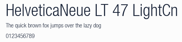 HelveticaNeue LT 47 LightCn預覽圖