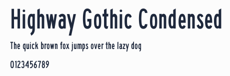 Highway Gothic Condensed預覽圖