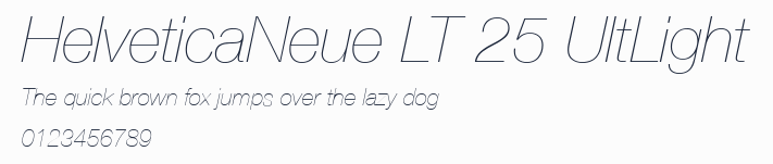 HelveticaNeue LT 25 UltLight預覽圖