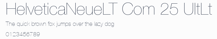 HelveticaNeueLT Com 25 UltLt預覽圖