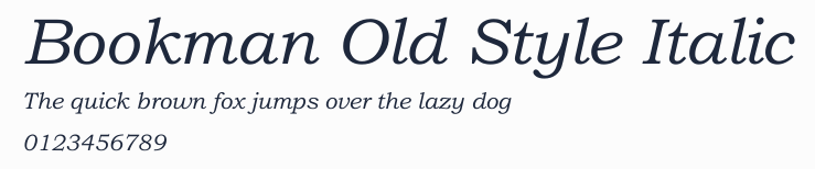 Bookman Old Style Italic預覽圖